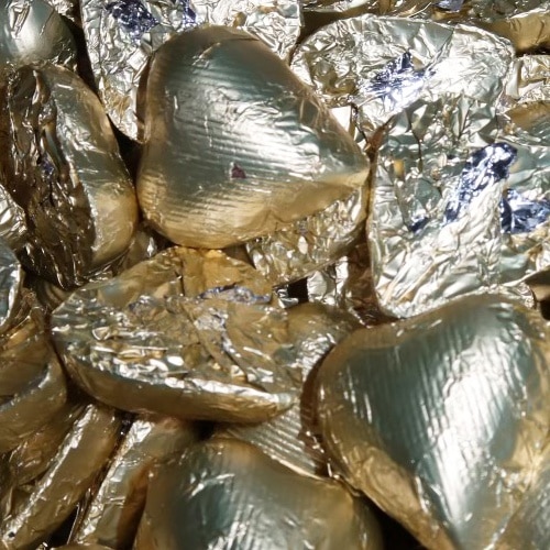 Gold Foil Wrapped Milk Chocolate Hearts